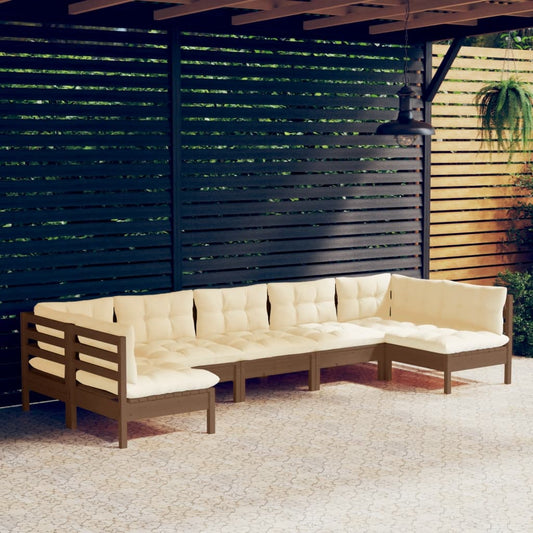 7-tlg. Garten-Lounge-Set mit Kissen Honigbraun Kiefernholz 113044