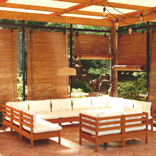 11-tlg. Garten-Lounge-Set mit Kissen Honigbraun Kiefernholz 112894