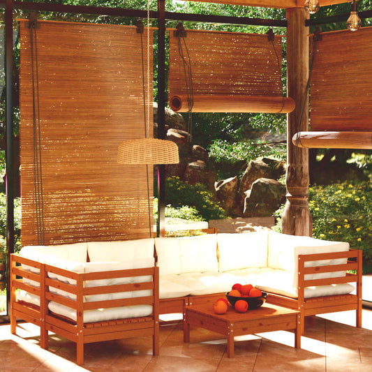 7-tlg. Garten-Lounge-Set mit Kissen Honigbraun Kiefernholz 113065