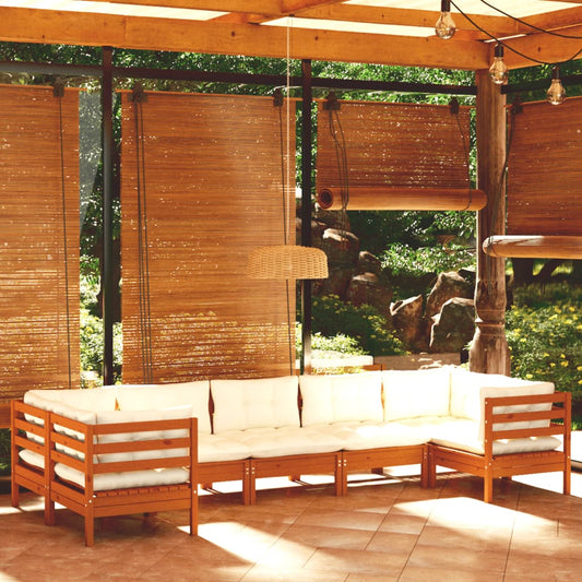 7-tlg. Garten-Lounge-Set mit Kissen Honigbraun Kiefernholz 112841