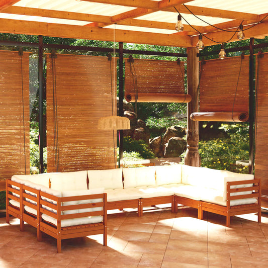 9-tlg. Garten-Lounge-Set mit Kissen Honigbraun Kiefernholz 113047