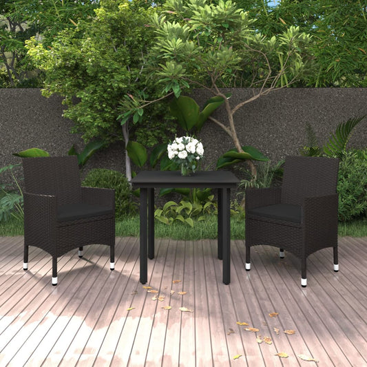 3-tlg. Garten-Essgruppe mit Auflagen Poly Rattan und Glas 118567