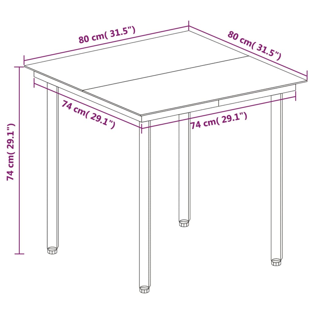 3-tlg. Garten-Essgruppe mit Auflagen Poly Rattan und Glas 120859