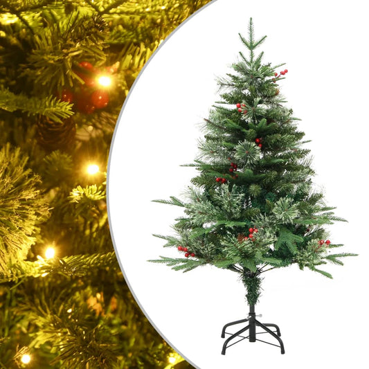 Weihnachtsbaum mit LEDs & Kiefernzapfen Grün 120 cm PVC & PE 88623