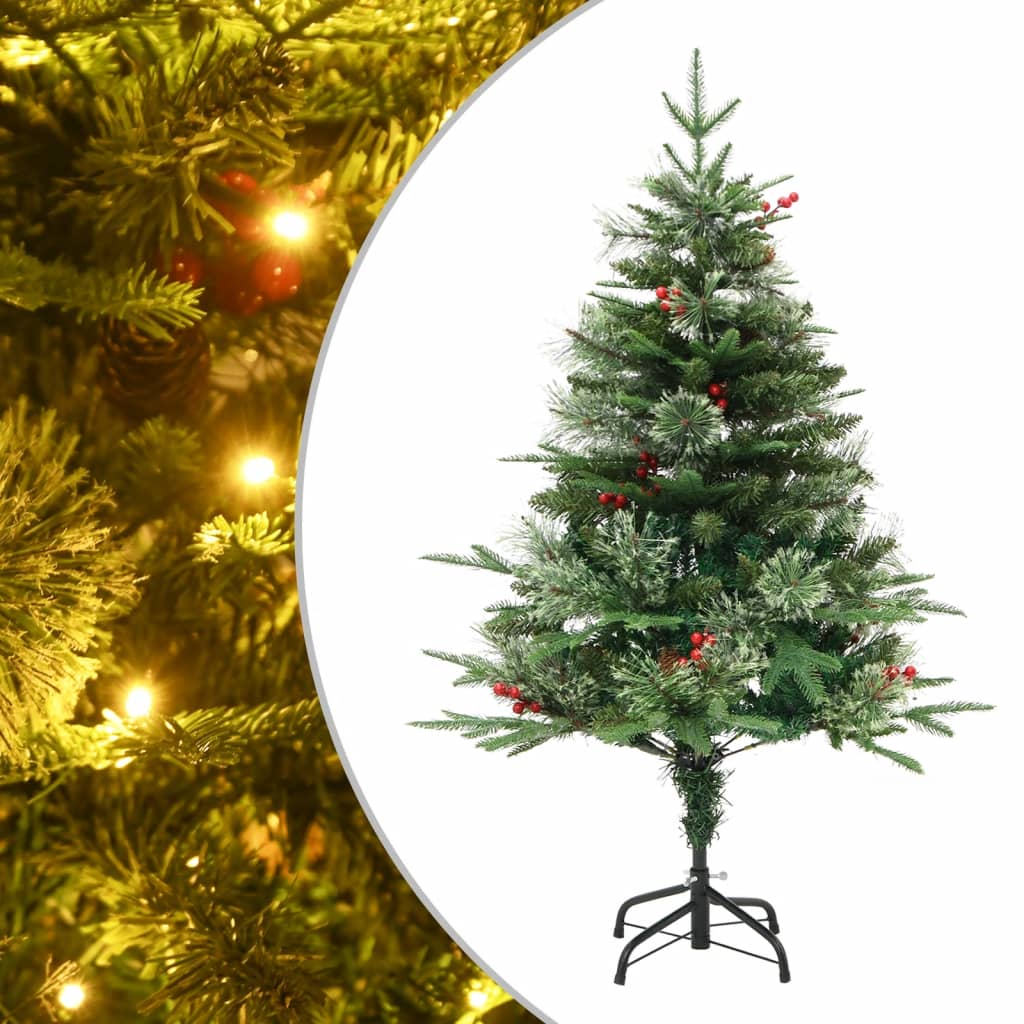 Weihnachtsbaum mit LEDs & Kiefernzapfen Grün 150 cm PVC & PE 127498