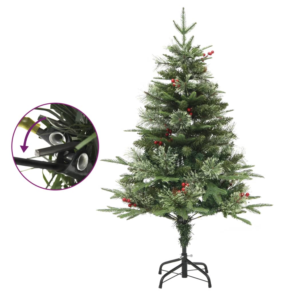 Weihnachtsbaum mit LEDs & Kiefernzapfen Grün 150 cm PVC & PE 127498