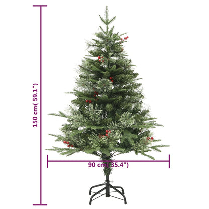 Weihnachtsbaum mit LEDs & Kiefernzapfen Grün 150 cm PVC & PE 127498