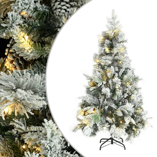 Weihnachtsbaum mit LEDs & Zapfen Beschneit 195 cm PVC & PE 88639