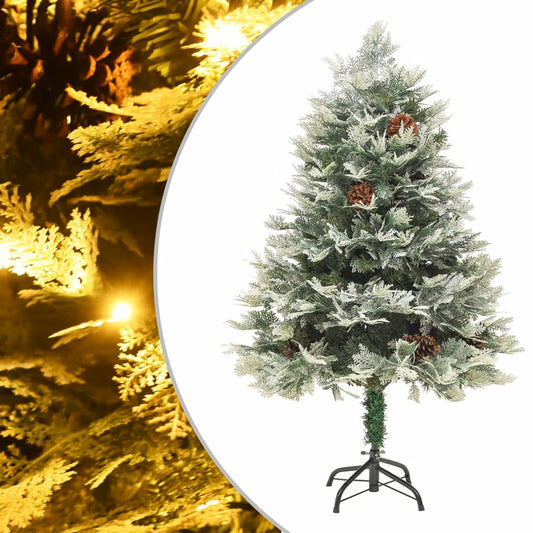 Weihnachtsbaum mit LEDs & Kiefernzapfen Grün 120 cm PVC & PE 126170