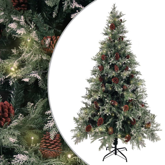 Weihnachtsbaum mit LEDs & Kiefernzapfen Grün 195 cm PVC & PE 125645