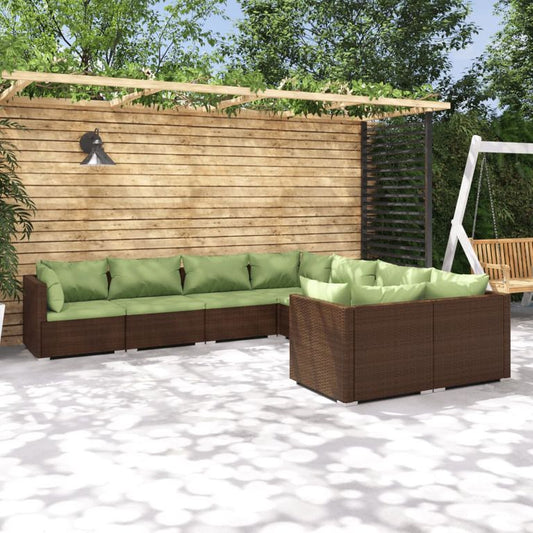 8-tlg. Garten-Lounge-Set mit Kissen Poly Rattan Braun 96800