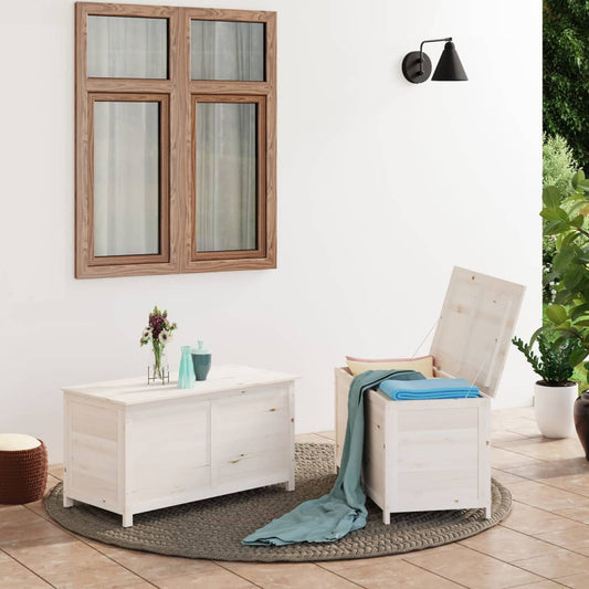 Outdoor-Kissenbox Weiß 100x50x56 cm Massivholz Tanne 101048