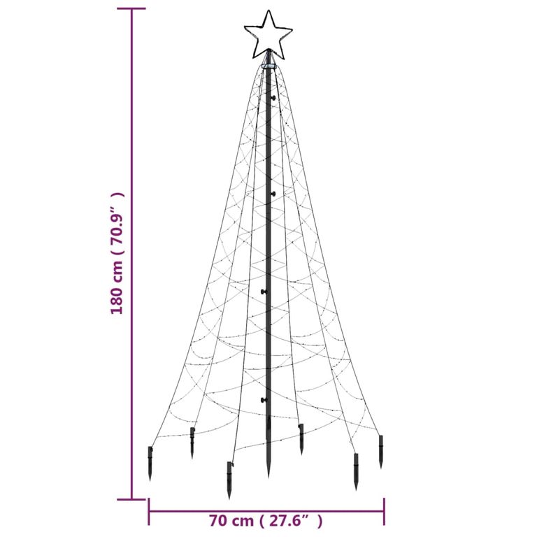 LED-Weihnachtsbaum mit Erdnägeln Blau 200 LEDs 180 cm 127697