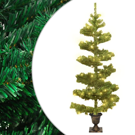 Spiral-Weihnachtsbaum mit Topf und LEDs Grün 120 cm PVC 88550