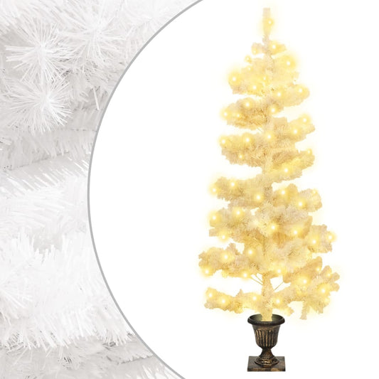 Spiral-Weihnachtsbaum mit Topf und LEDs Weiß 120 cm PVC 125624