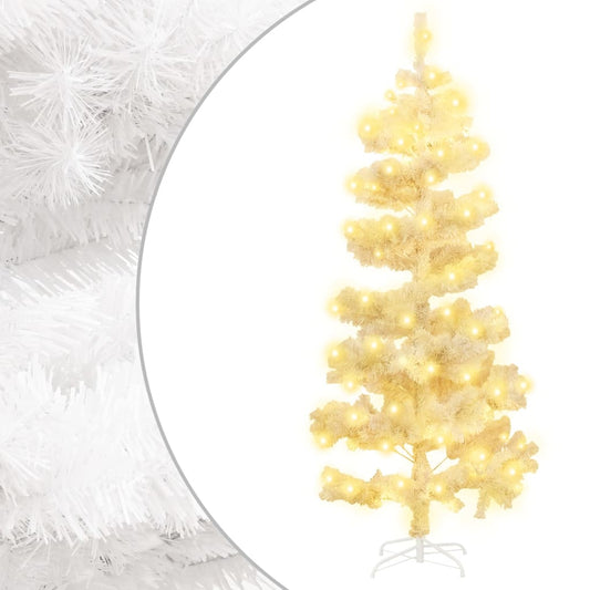 Spiral-Weihnachtsbaum mit Ständer und LEDs Weiß 150 cm PVC 124987