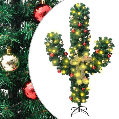 Weihnachtskaktus mit Ständer und LED Grün 150 cm PVC 125741