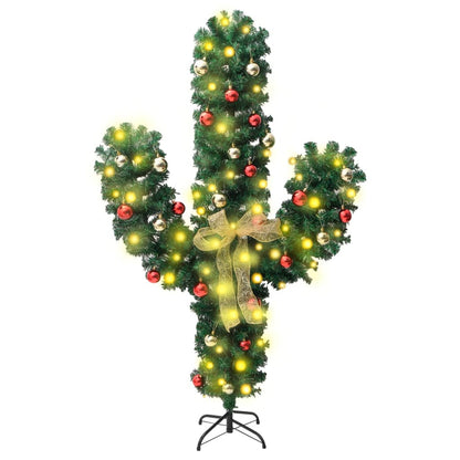 Weihnachtskaktus mit Ständer und LED Grün 150 cm PVC 125741