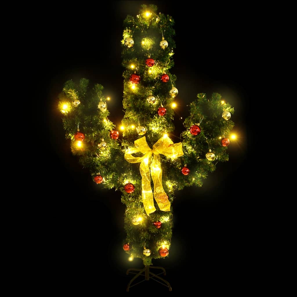 Weihnachtskaktus mit Ständer und LED Grün 150 cm PVC 125741