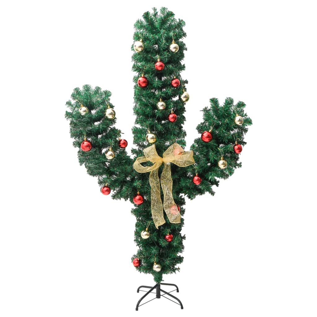 Weihnachtskaktus mit Ständer und LED Grün 150 cm PVC 125741