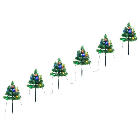 Wegbeleuchtung Weihnachtsbäume 6 Stk. Mehrfarbig LEDs 45 cm PVC 88552