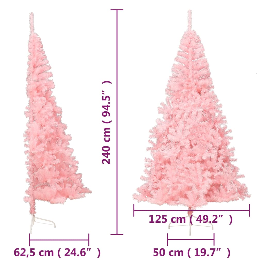 Künstlicher Halb-Weihnachtsbaum mit Ständer Rosa 240 cm PVC 127699