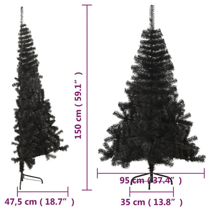 Künstlicher Halb-Weihnachtsbaum mit Ständer Schwarz 150 cm PVC 128960