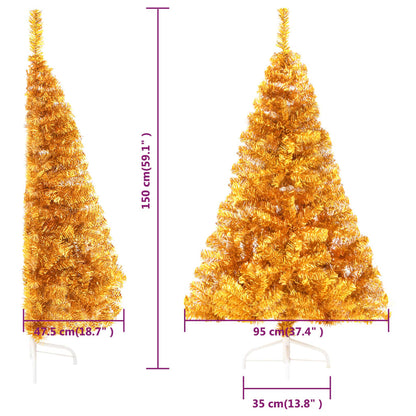 Künstlicher Halb-Weihnachtsbaum mit Ständer Gold 150 cm PVC 87261