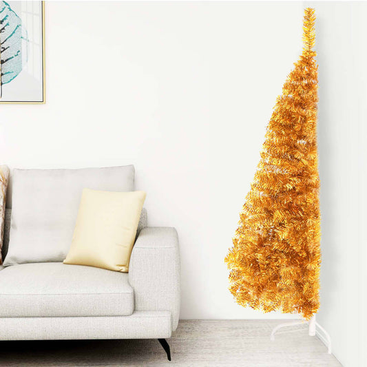 Künstlicher Halb-Weihnachtsbaum mit Ständer Gold 150 cm PVC 87261