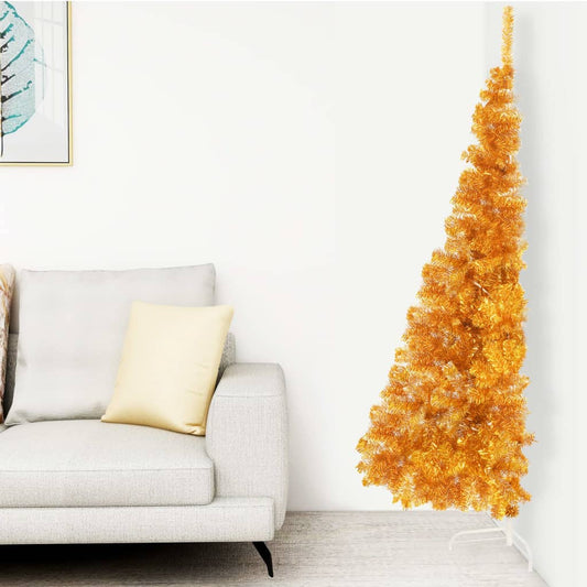 Künstlicher Halb-Weihnachtsbaum mit Ständer Gold 180 cm PVC 128936