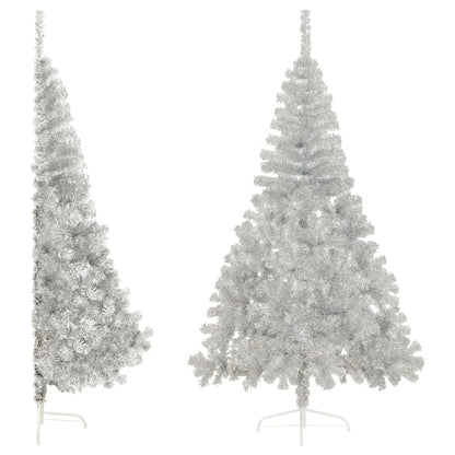 Künstlicher Halb-Weihnachtsbaum mit Ständer Silbern 240 cm PVC 127404