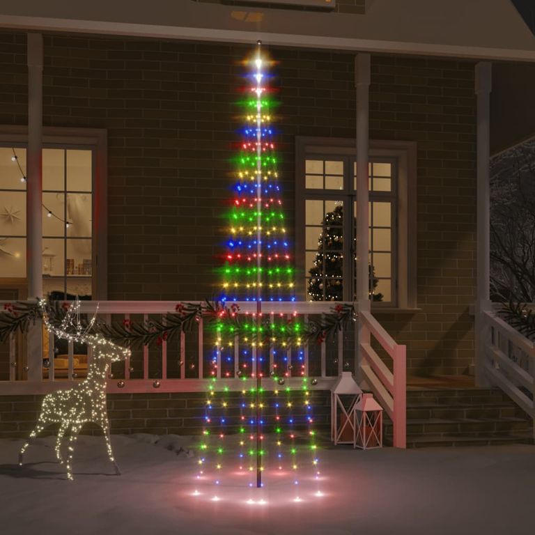 LED-Weihnachtsbaum für Fahnenmast Mehrfarbig 310 LEDs 300 cm 88230