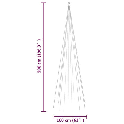 LED-Weihnachtsbaum für Fahnenmast Mehrfarbig 732 LEDs 500 cm 88232