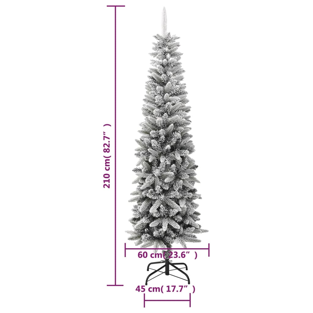 Künstlicher Weihnachtsbaum Beschneit Schlank 210 cm PVC&PE 87357