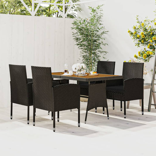 5-tlg. Garten-Essgruppe Poly Rattan Schwarz 117022