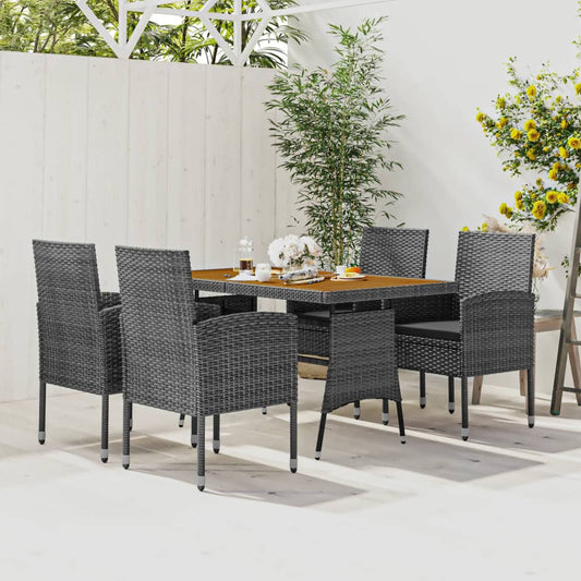 5-tlg. Garten-Essgruppe Poly Rattan Grau 118600