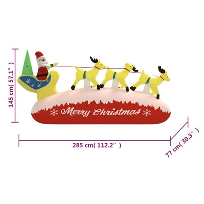 Aufblasbarer Weihnachtsmann mit Rentieren LED 145 cm 127670