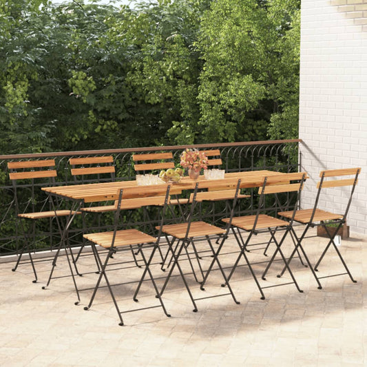 Bistrostühle 8 Stk. Klappbar Massivholz Teak und Stahl 104404