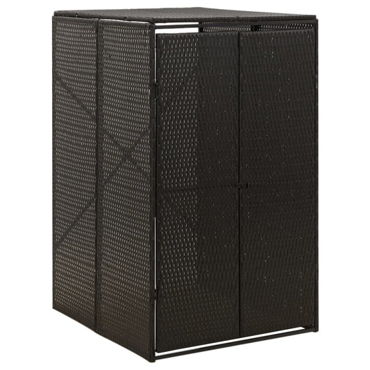 Mülltonnenbox für 1 Tonne Schwarz 70x80x117 cm Poly Rattan 143264