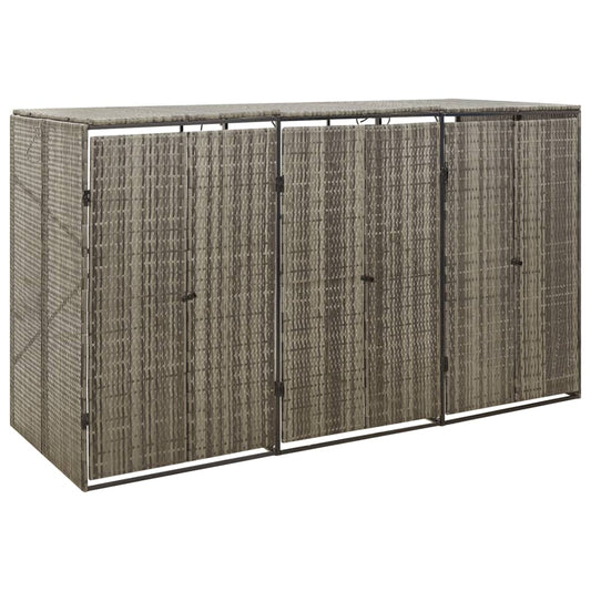 Mülltonnenbox für 3 Tonnen Grau 207x80x117 cm Poly Rattan 145022