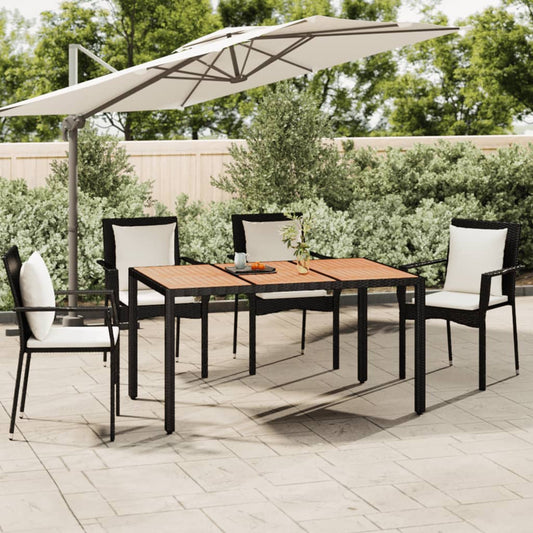 Gartentisch mit Holzplatte Schwarz Poly Rattan & Akazienholz 115871