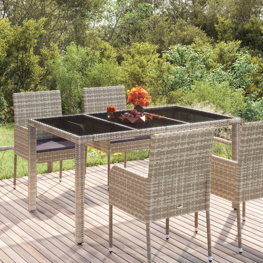 Gartentisch mit Glasplatte Grau 150x90x75 cm Poly Rattan 116655