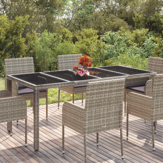 Gartentisch mit Glasplatte Grau 190x90x75 cm Poly Rattan 103366