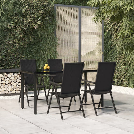 5-tlg. Garten-Essgruppe Schwarz Poly Rattan 115543