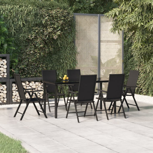 7-tlg. Garten-Essgruppe Schwarz Poly Rattan 115540