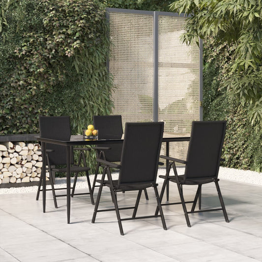 5-tlg. Garten-Essgruppe Schwarz Poly Rattan 117051