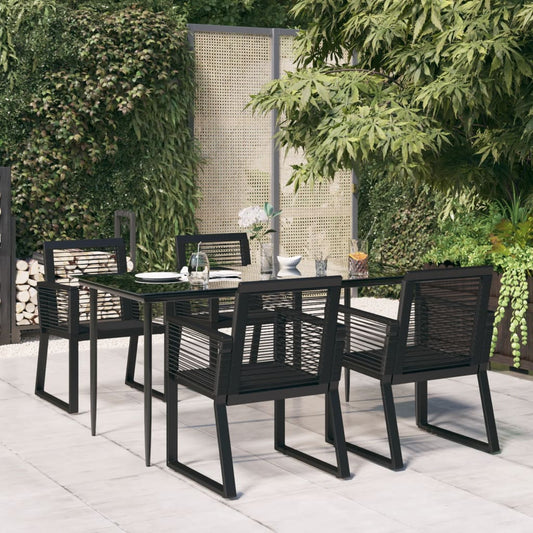 5-tlg. Garten-Essgruppe Schwarz PVC Rattan 117036