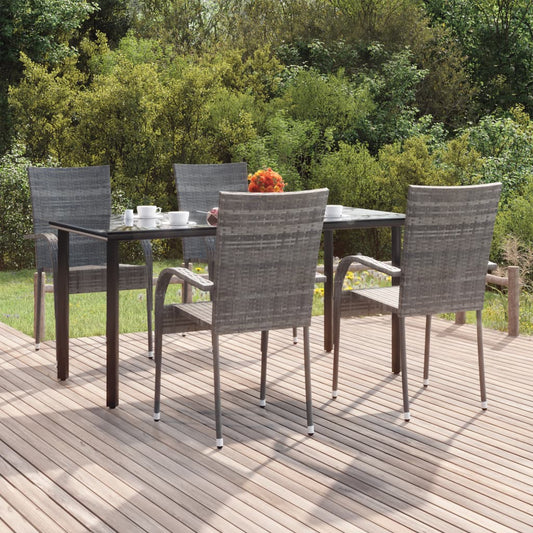 5-tlg. Garten-Essgruppe Grau Poly Rattan 115654