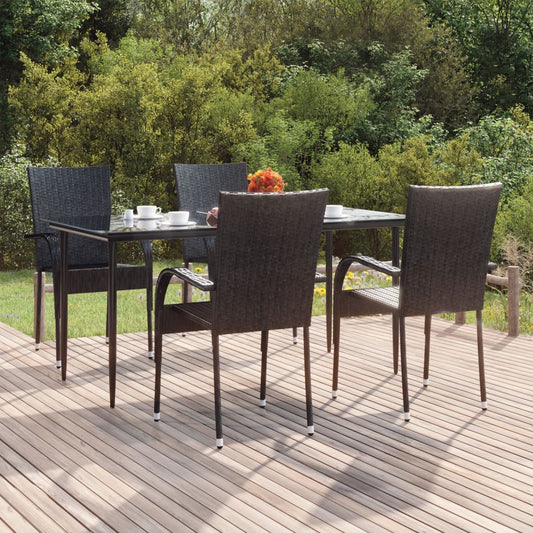 5-tlg. Garten-Essgruppe Schwarz Poly Rattan 117024