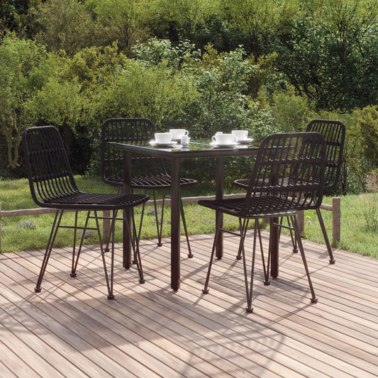 5-tlg. Garten-Essgruppe Schwarz Poly Rattan 108039